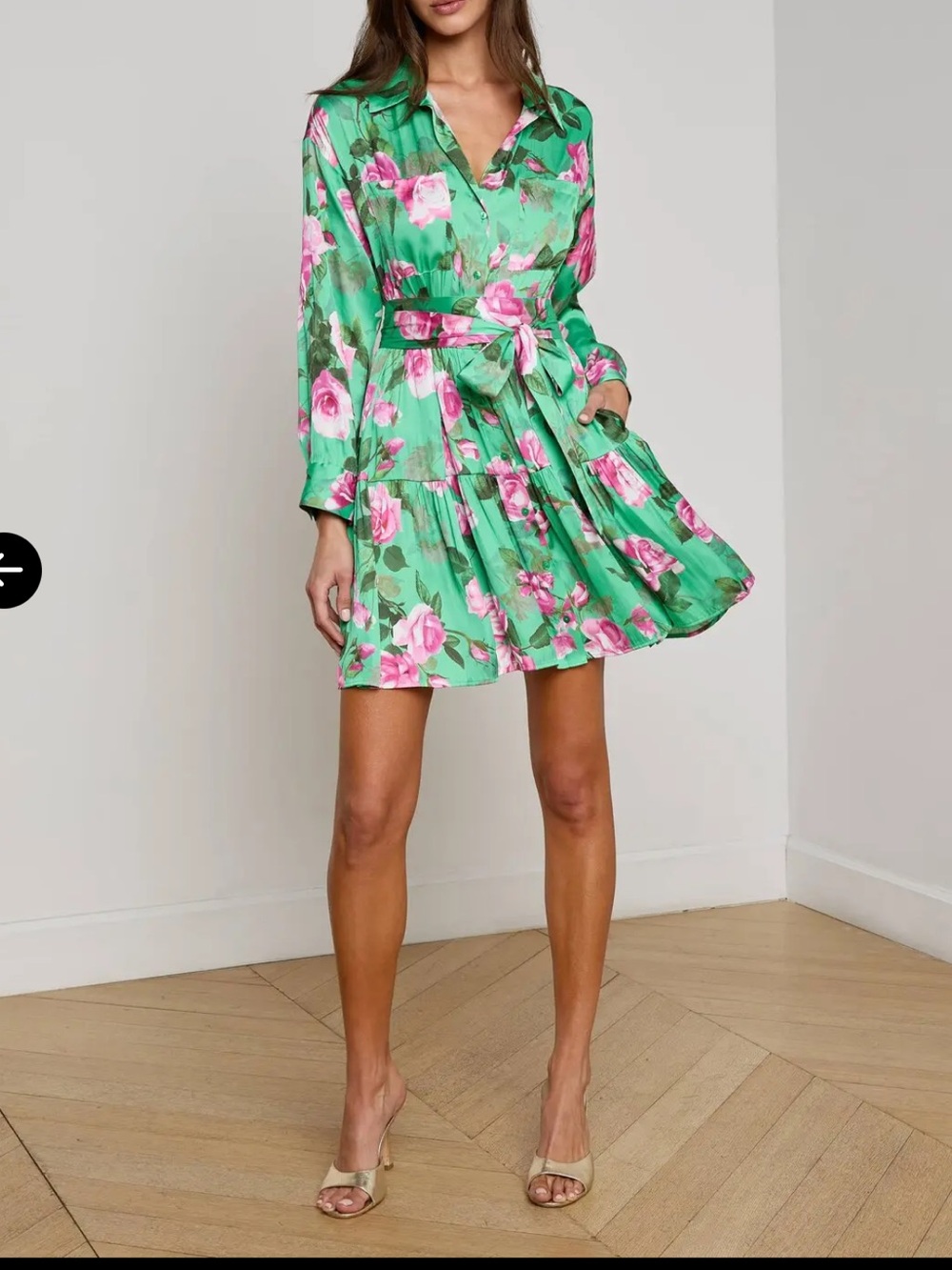 New L'AGENCE Virlen Tiered Satin Shirt Dress - Picture 5 of 16